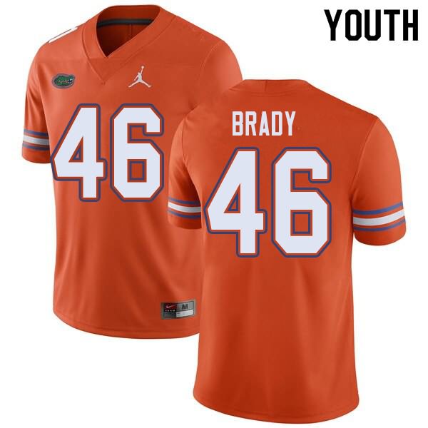 NCAA Florida Gators John Brady Youth #46 Jordan Brand Orange Stitched Authentic College Football Jersey MQD7664FW